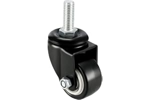 sourcing map Lot de 4 roulettes pivotantes 3,8 cm en PU M10 x 25 mm avec tige filetée, capacité de charge totale de 150 kg