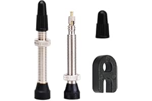 TAKEYFAITHER 2 Pcs Tubeless Presta Valves Presta Tubeless Valve Kit Universal Bicycle Presta Valve Stem Core Set Bicycle Valve Core with Cap Dust Covers Valve Wrench Remover Tool Kit for Road Bike