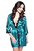 Produktbild VA-Fashion Edler Morgenmantel Kimono aus Satin mit Spitze Größen S-XXL (XXL, VA62/Türkis)