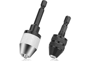 Fixinus 2 portabrocas sin llave, adaptador de broca de vástago hexagonal de 1/4 pulgadas, adaptador de taladro de extensión de convertidor de cambio rápido para herramienta (0.3-6.5 mm, 0.3-3.6 mm)