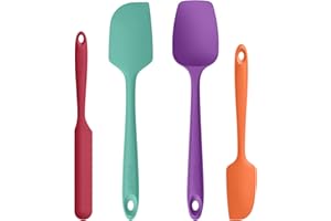 Spatule Silicone Lot de 4: U-Taste Cuisine Maryse Pâtisserie Résistante à la Chaleur 315℃, Ustensiles à Marise Patissier Alimentaire Antiadhésive Flexible sans BPA pour la Cuisson (Coloré)