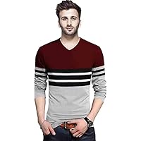 WILDIUM Full Sleeves Striped T-Shirts for Men