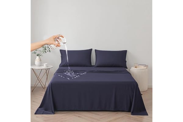 DUJUIKE Couvre-lit imperméable, Drap de lit imperméable, protège-Matelas, Housse de canapé pour Chien, Chat, Enfants, pour lit Queen Size (Bleu Marine, Queen 200 * 230cm)