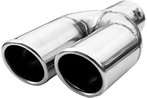BOLOROMO Tail Double Twin Exhaust Tip Universal Performance Sport Muffler Trim Car Pipe Stainless Steel Chrome