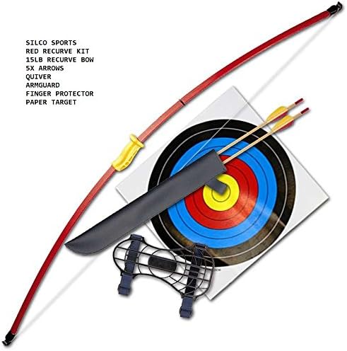 RED RECURVE JUNIOR YOUTH BOW SET/ - 44" - 5 X ARROW, 10 X TARGETS & ACCS