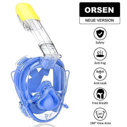 Máscara de Buceo, Máscara Facial Completa, 180 ° Máscara de Buceo, Máscara de Snorkel, Máscara Easybreath, Anti-vaho Anti-fuga, Cámara GoPro, Tamaño Universal para Todos los Adultos y Niños