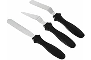 ZUKHRUF 3 Pcs Professional Stainless Steel Spatula Set, Cake Decorating Palette Knife with Plastic Handle, Smoothing Multipurpose and Cooking Tools for Baking Accessories, Decoration, Home, Kitchen