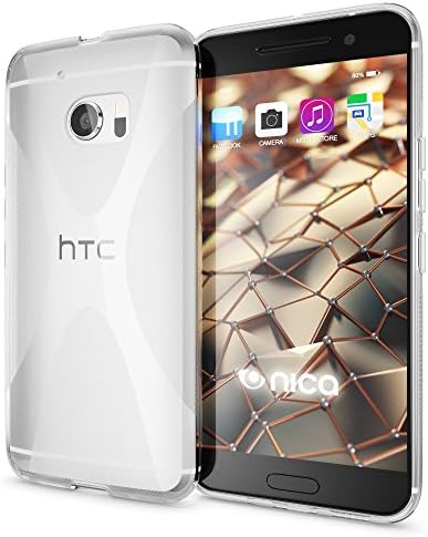 HTC 10 Case Phone Cover by NICA, Ultra-Thin TPU Silicone Back Protector Rubber Soft Skin, Protective Shockproof Ultra-Slim Gel Bumper Back-Case for HTC-10 Smartphone - X-Line Transparent