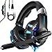 Price comparison product image Gaming Headset for PS4 XBOX ONE PC, kdorrku Professional Deep Bass Headphones with Noise Cancelling Mic and LED Light, Stereo Gaming Headphone Over-Ear for Mobile Phone Tablet, Blue