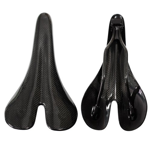 Mountainbike Sattel, Alle Kohlefaser 3K Glossy Fahrradsattel für Stadt/Rennrad/MTB (Mountainbike)/BMX, Schwarz, iParaAiluRy - 2