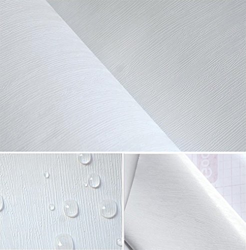 Papel de contacto, con impresión de vetado de madera, con vinilo autoadhesivo, para encimera, cajones de muebles y paredes (60 cm de ancho x 3 m de largo, color blanco)