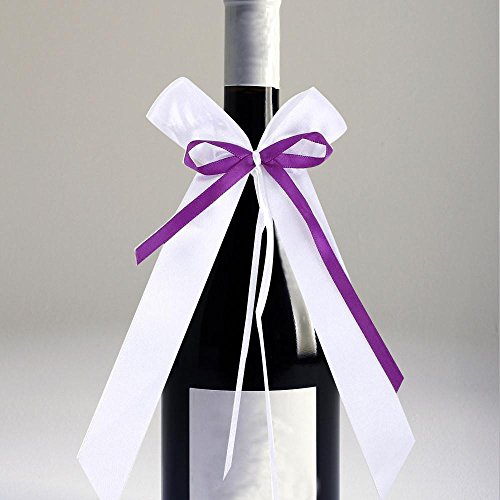 Yahee 30 Stück Schleifenband Antennenschleifen Deko Schleifen Band aus Satin (Weiß+Lila) - 2