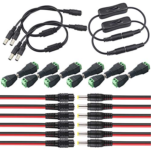 28pcs premium 5.5 x 2.1mm dc connector kit: 6 pares dc power jack conector adaptador