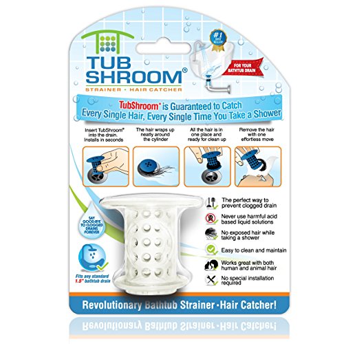 TubShroom Der Revolutionäre Badewannenabflussschützer Haarfänger/Haarsieb/Haarfalle, Weiß