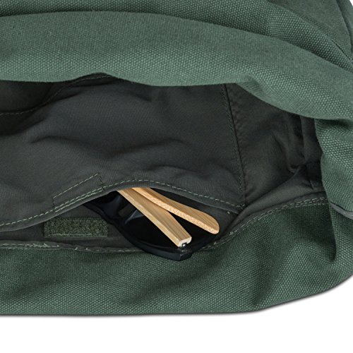Johnny Urban Rucksack Damen   Herren Gr  n Roll Top Daypack aus Baumwoll Canvas - L  ssiger Vintage Tagesrucksack f  r Den Alltag - Wasserabweisend   