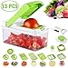 Produktbild NICEAO Mandoline 13 in 1 Aufschnittschneider und Zerkleinerer, Multifunktionaler Obst- und Gemüsehacker, All-in-One-Gemüseschneiderhalterbehälter zum Reiben, Schneiden, Hacken, Schneiden und Schälen