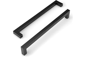 Amerdeco 5 Pieza Tiradores Cocina 256mm Tiradores Armarios Negro Tirador Puerta Tiradores Cajones de Acero Inoxidable Manillas Tiradores Para Muebles Tirador Puerta Corredera