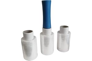 PHIMIITA (Pack of 3) Mini Shrink Wrap Rolls with Dispenser Handle 100mm x 150m Cling Film Applicator