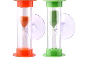 LONIMIA 2 Unidades Reloj de Arena Cepillo de Dientes Reloj de Arena Dos o Tres Minutos, Reloj de Arena con Ventosa, Temporizador de Arena Colorido, Juego de Relojes de Arena para niños.