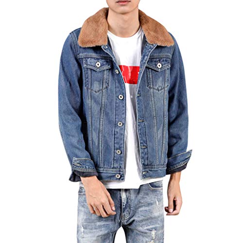Preisvergleich Produktbild Amphia - Gefütterte Herrenjacke aus Baumwolle - Herren Denim Patchwork Pullover Langarm Sweatshirt Tops Bluse Outwear Mantel