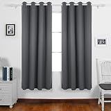 Deconovo Verdunkelungsvorhang Ösen Gardinen Schlafzimmer Ösenvorhang Blickdicht 240x135 cm Hellgrau 2er set