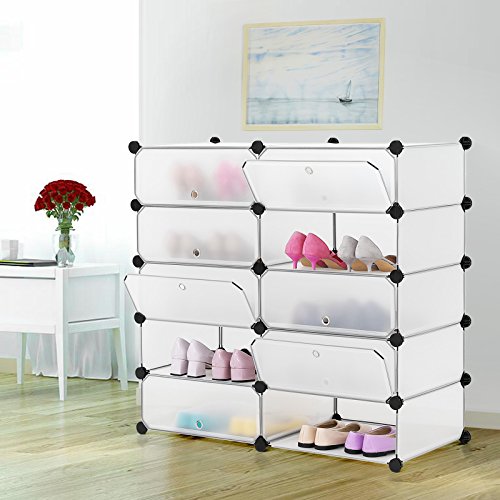 Songmics 10 Ebenen Schuhregal Schuhschrank Schuhablage Schuhständer Regalsystem Weiß 180 x 50 x 37 cm LPC10W - 4