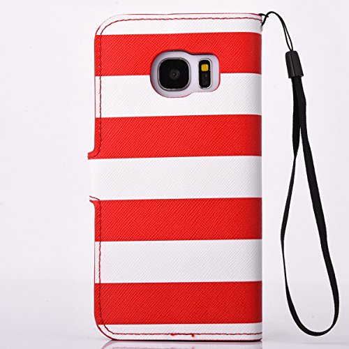 Bookstyle Ledertasche für Samsung Galaxy S7, Fukalu PU Leder Flip Case Anker Tasche Book Style Brieftasche Silikon Hülle mit Standfunktion Kartenfächer für Samsung Galaxy S7 - 7