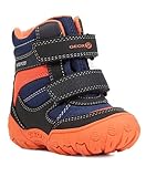  Geox B840SA Gulp Kleinkind Stiefel, Jungen Lauflern Stiefel, Warmes Fleece Futter, Wasserfest, Atmungsaktiv Blau (Navy/Orange), EU 22