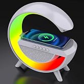 Coverzone G Akıllı Işık Bluetooth Hoparl&ouml;r G&ouml;kkuşağı 5W Hızlı Kablosuz Şarj Cihazı Rgb Işıklı Masa Lambası Hoparl&ouml;r Telefon G