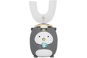 HURRISE Spazzolino Elettrico Per Bambini A Forma Di U, Spazzolino Da Denti Automatico, Spazzolino Elettrico Sonico Per Bambini, Testina Per Spazzolino In Gel Di Silice Impermeabile (6 14 Years Old Grigio)