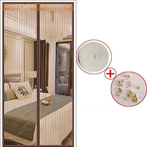 Preisvergleich Produktbild Fliegengitter tür,Anti-moskito,Magnet fliegengitter,Mit klebrigen velcro Anti-insektenschutz Belüftung Freier stempel-Kaffee Farbe B 80x190cm(31x75inch)