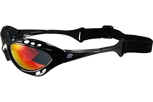 Birdz Eyewear Seahawk Padded Floating Polarized Sunglasses w/Built in Strap Black Frame and Polarized ReflecTech Red Mirror Lens, Black, Adult