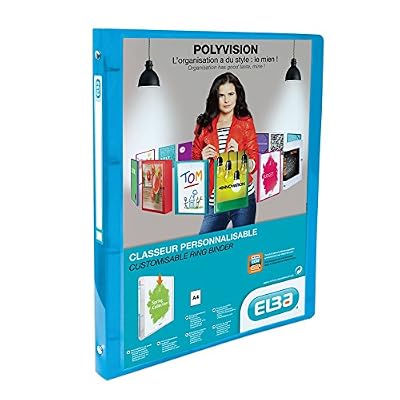 Elba - 100202276 - Polyvision Classeur à Anneaux Personnalisable Dos 20mm Polypropylène Translucide A4 Bleu