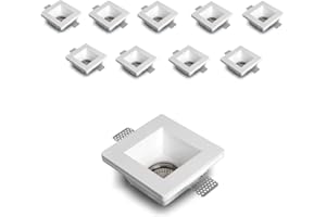 Eurekaled Portalámparas de yeso cerámico para empotrar, Color blanco, Offerta 10 pezzi