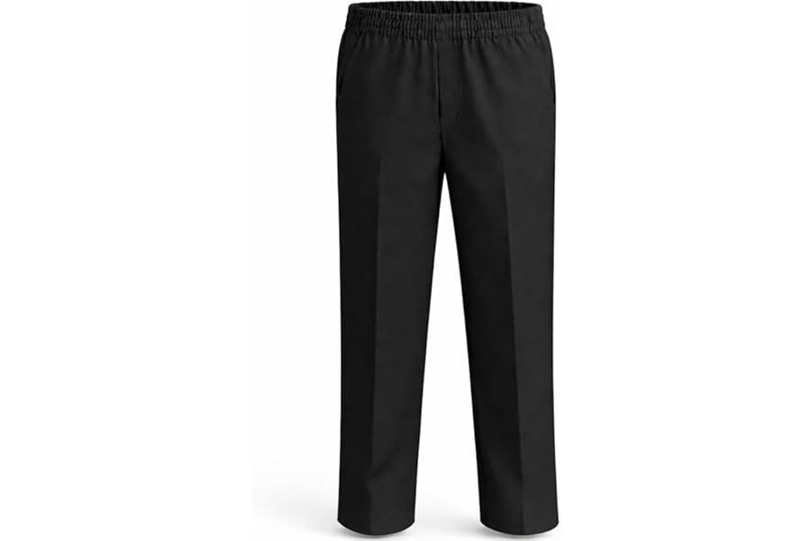 Boys Plus Size School Trousers – Full Elastic Waist Pull-On Sturdy Fit – Eco School Uniform Trousers Age 4–17 – Grey Black Navy