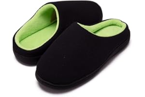 Vonair Men's Two-Tone Memory Foam Slippers Cozy Memory Foam Breathable House Slippers with Non-Slip Rubber Sole