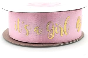 OLILLY Cinta Rosa y Oro - It's a Girl para Baby Shower - Decoración de Fiesta Prenatal (Rosa)