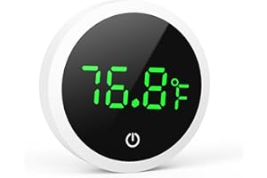 OQIMAX Mini Digital Aquarium Thermometer, LED Display Fish Tank Thermometer with Touch Buttons, Stick-on High Accurate Wireless Aquarium Thermometers, Energy-Saving, for Fish, Axolotl, Turtle, Aquatic