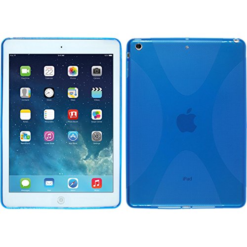 PhoneNatic Case für Apple iPad Air Hülle Silikon blau X-Style Cover iPad Air Tasche + 2 Schutzfolien