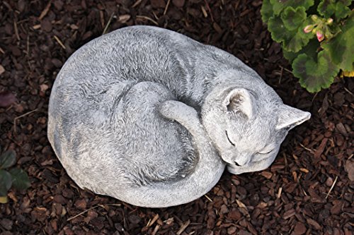 Steinfigur Katze schlafend frost- und wetterfest bis -30°C, massiver Steinguss - 3