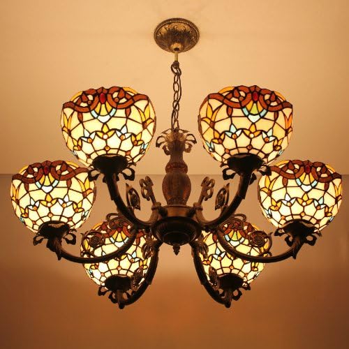 Tiffany 8-inch EUROPEAN colored glass chandelier 6 lights