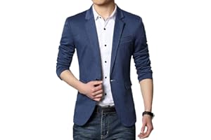 Onsoyours Blazer Casual para Hombre Chaquetas de Traje Slim Fit Chaqueta de algodón Color Sólido Elegante Formal Blazer para Bodas Negocios y veladas