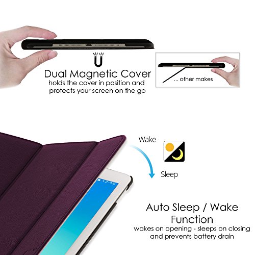 Forefront Cases® Neue Leder Hülle / Tasche / Case / Cover für Samsung Galaxy Tab A 9.7 SM-T550 (Mai 2015) – Rundum-Geräteschutz und intelligente Auto-Sleep-Wake-Funktion mit 3-JAHRES-GARANTIE VON FOREFRONT CASES – inkl. Eingabestift und Displayschutz - 5