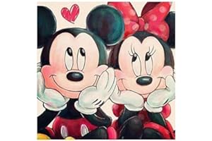 BETTER SELECTION Diy 5D Kits De Pintura De Diamantes, Minnie Mickey Con Diamantes De Imitación De Diamante De Imitación De Diamante Cuadros Para Decoración De La Pared Del Hogar Taladro Completo 40X40 cm