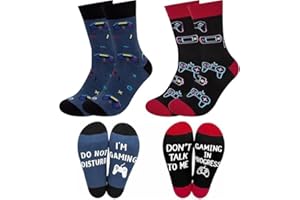 CHALIER COZY 2 pairs Christmas gaming Socks Gifts Novelty Funny Birthday Cotton Socks Christmas Mid Calf Socks for Men/Women/Friends Gifts Socks