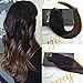 Sunny Dip-Dye Color Hair Extensions #1b Natural Black to #4 Chocolate Brown Remy Ombre Clip in Hair Extensions 120gram Full Set 20inch