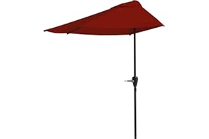 PURE GARDEN 9-Foot Half Patio Umbrella '? Easy Crank Opening Shade Canopy for Balconies Porches or Aga