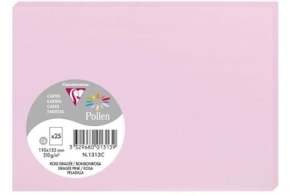 POLLEN Pqt de 25 Carte Simple 210g 110x155 rose dragée