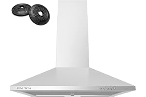 CIARRA Classe A++ 60 cm Cappa aspirante cappa a parete 370m3/h 3 Velocità illuminazione a LED -acciaio INOX -Evacuazione Esterna/Ricircolo-Filtro per CBCF002X2