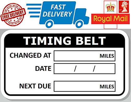 100 x Timing Belt Reminder Labels Service Record Stickers Date Miles Next Due
